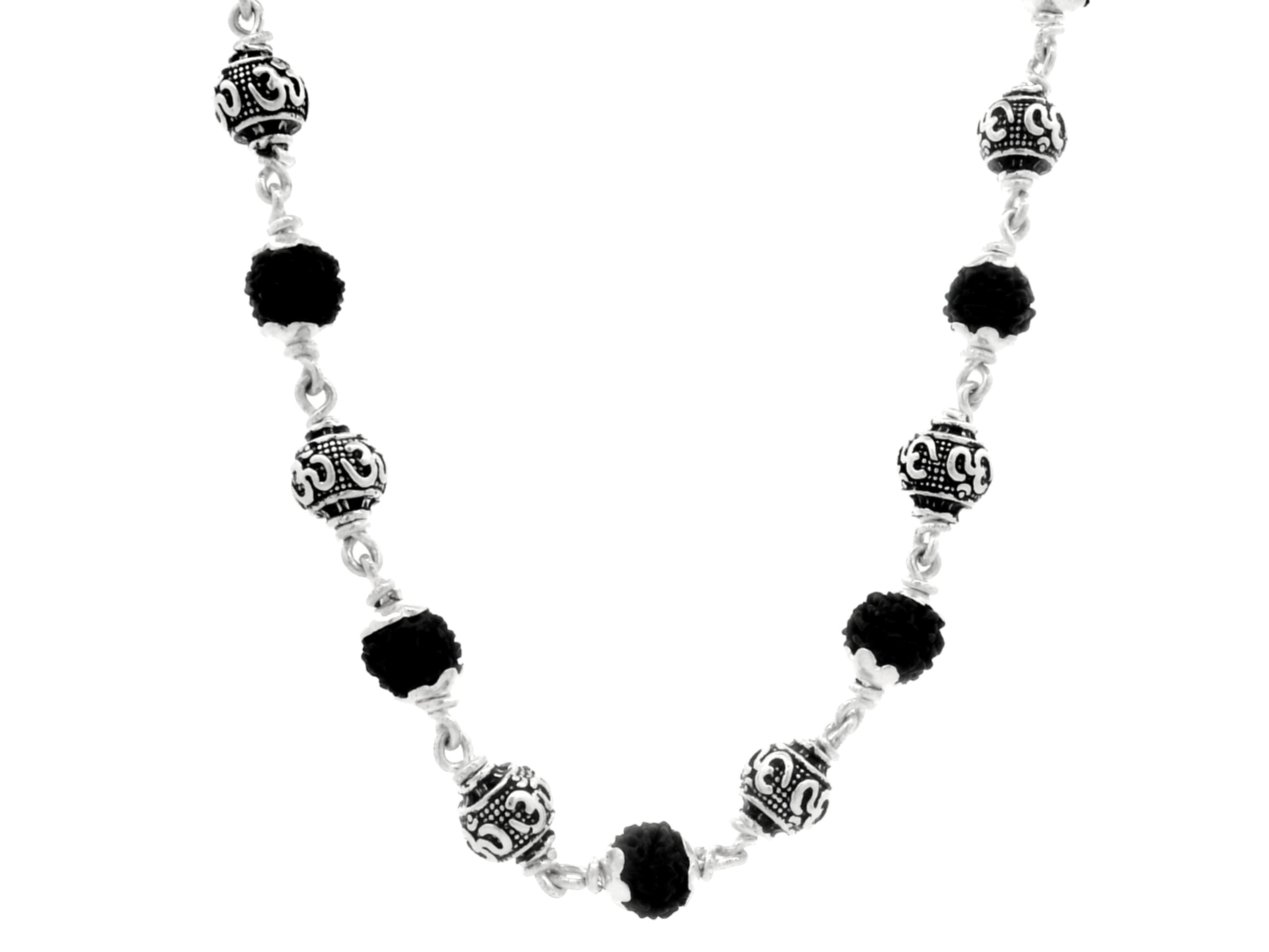 RUDRAKSH SILVBER OM RUDRA MALA 925 PST (6-7MM)