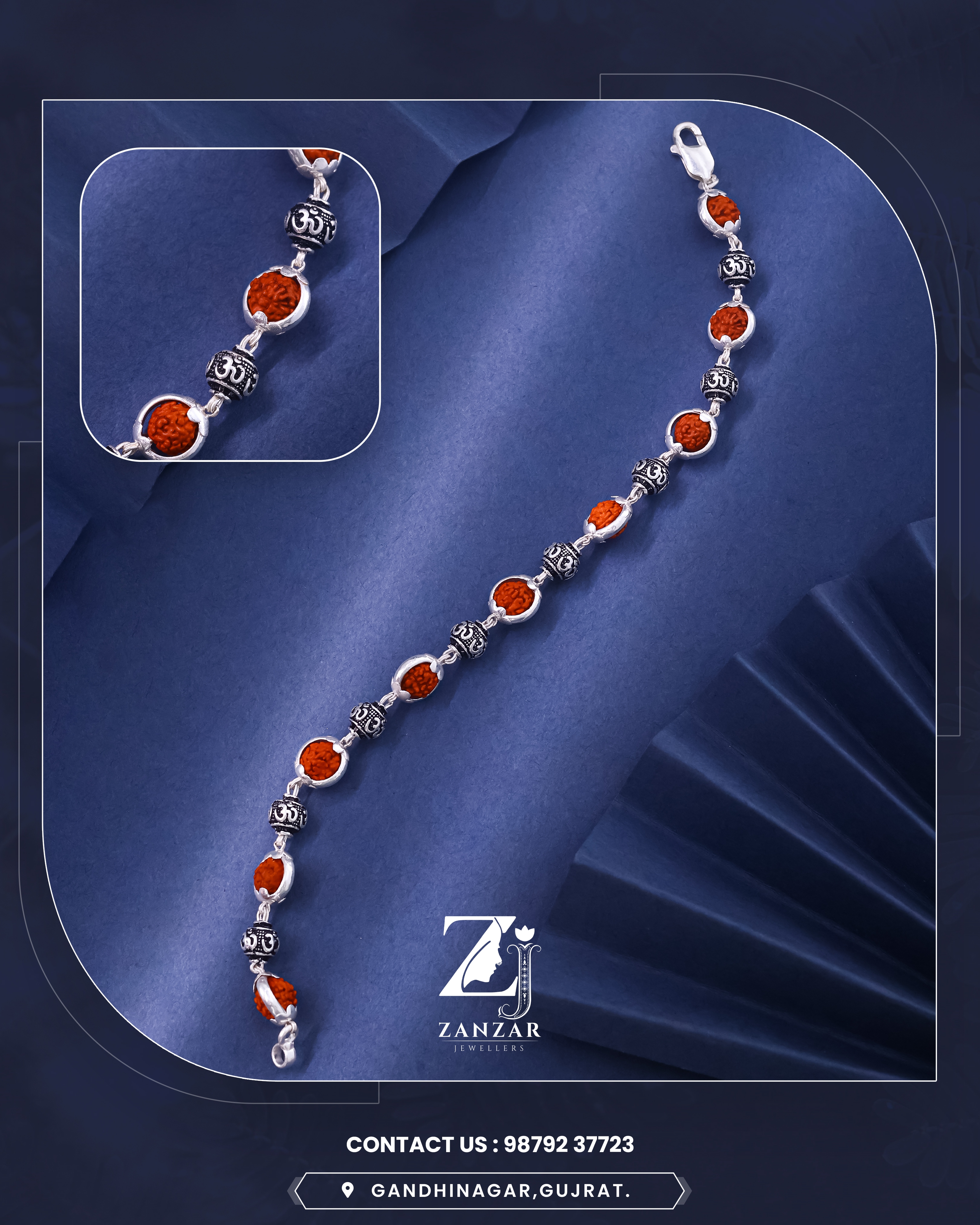 RUDRAKSH SILVER OMKAR BRACELET 925