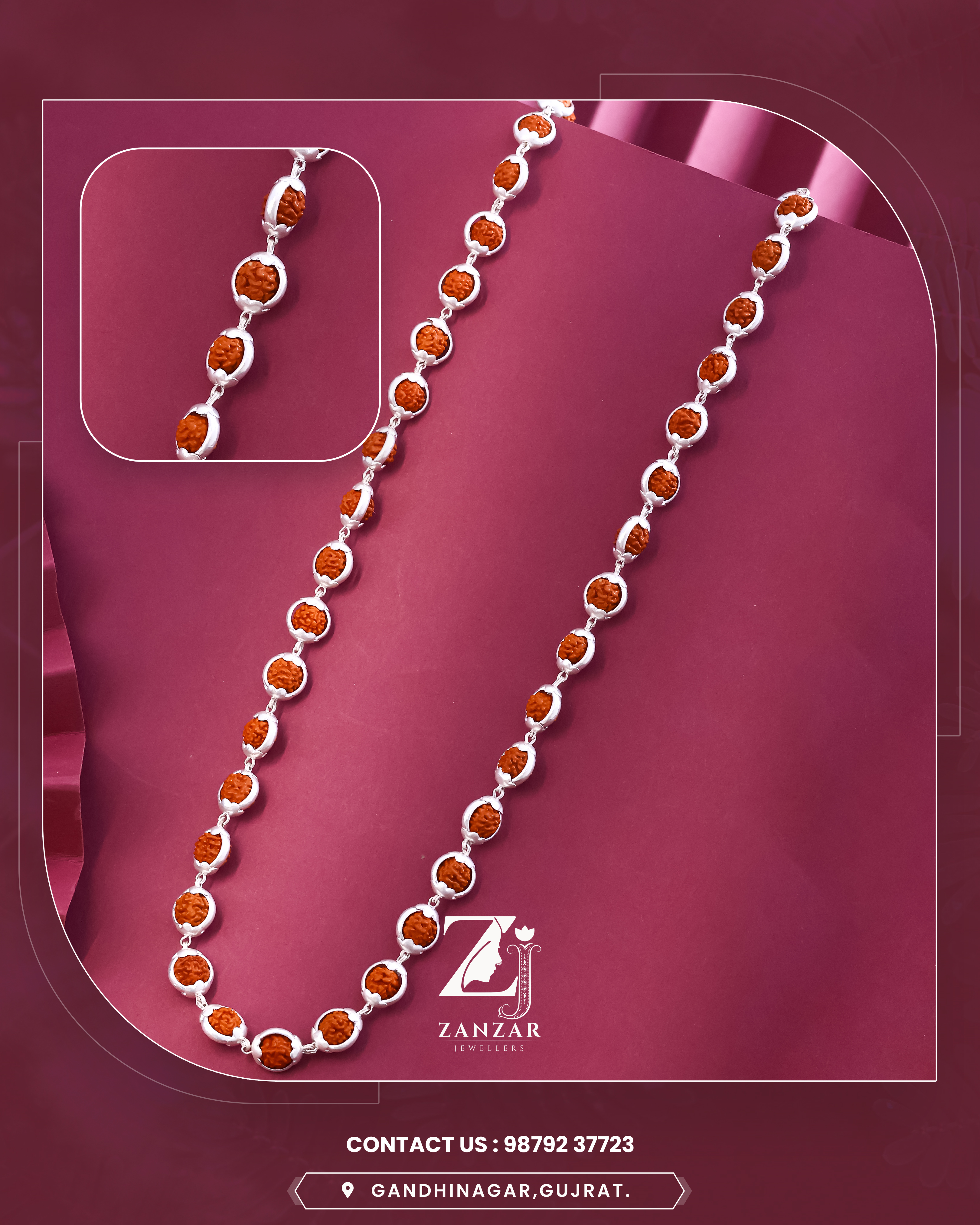 RUDRAKSH SILVER DHARMARATNA MALA 925