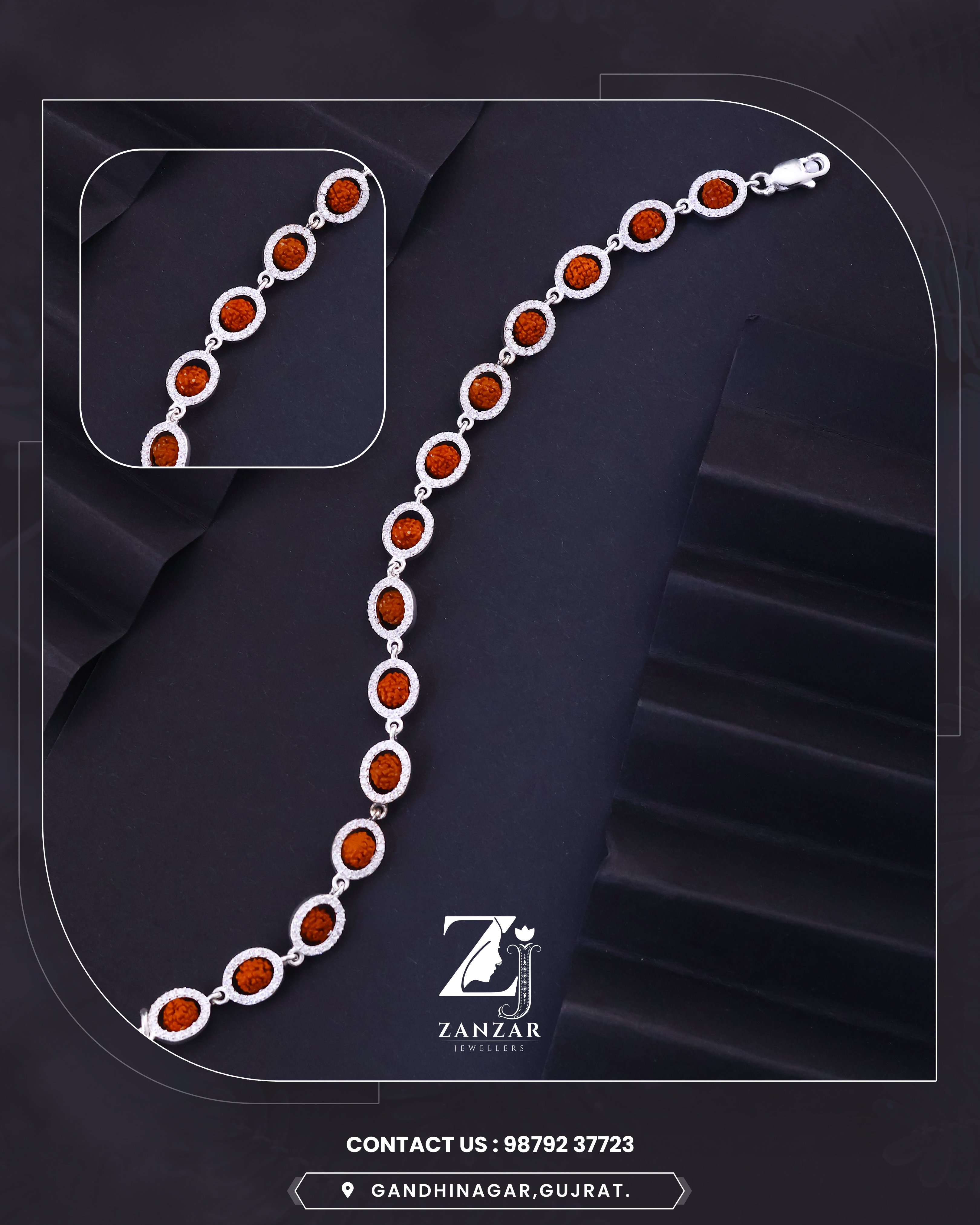 RUDRAKSH PRANAVDHARA CZ BRACELET (OVAL) 925