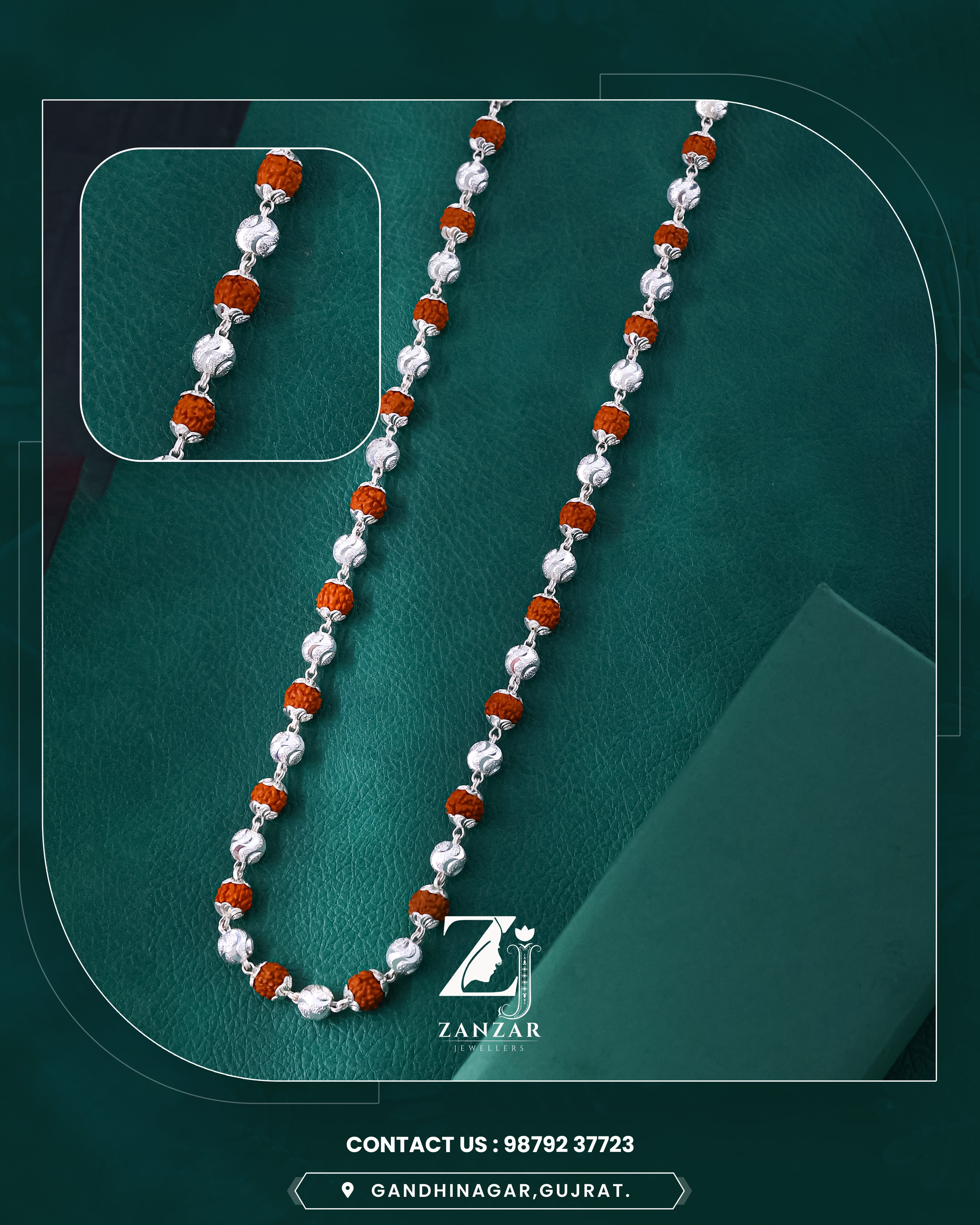 Rudraksh Silver Adiyogi Mala 925