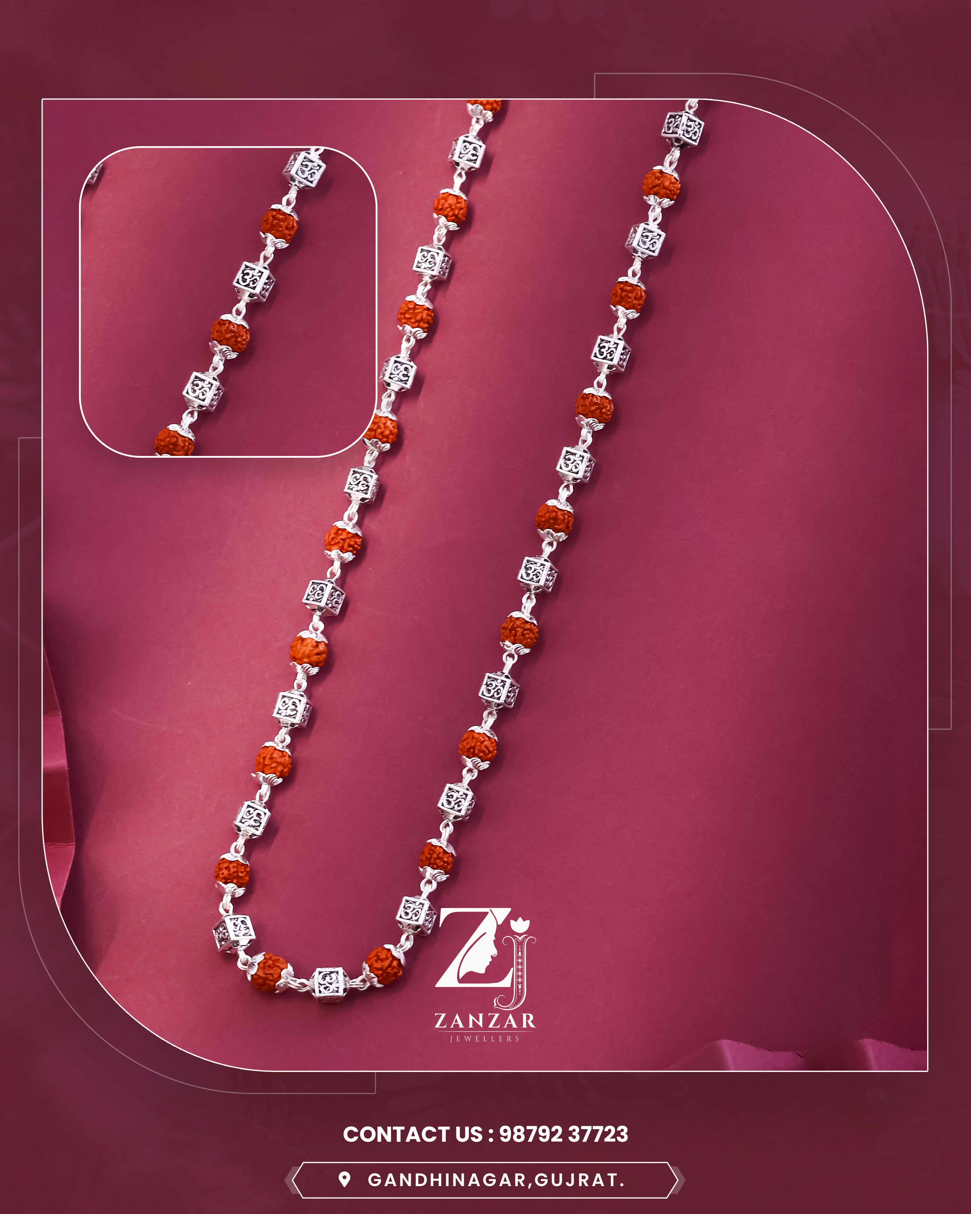 Rudraksh Silver Om Ratna Mala 925