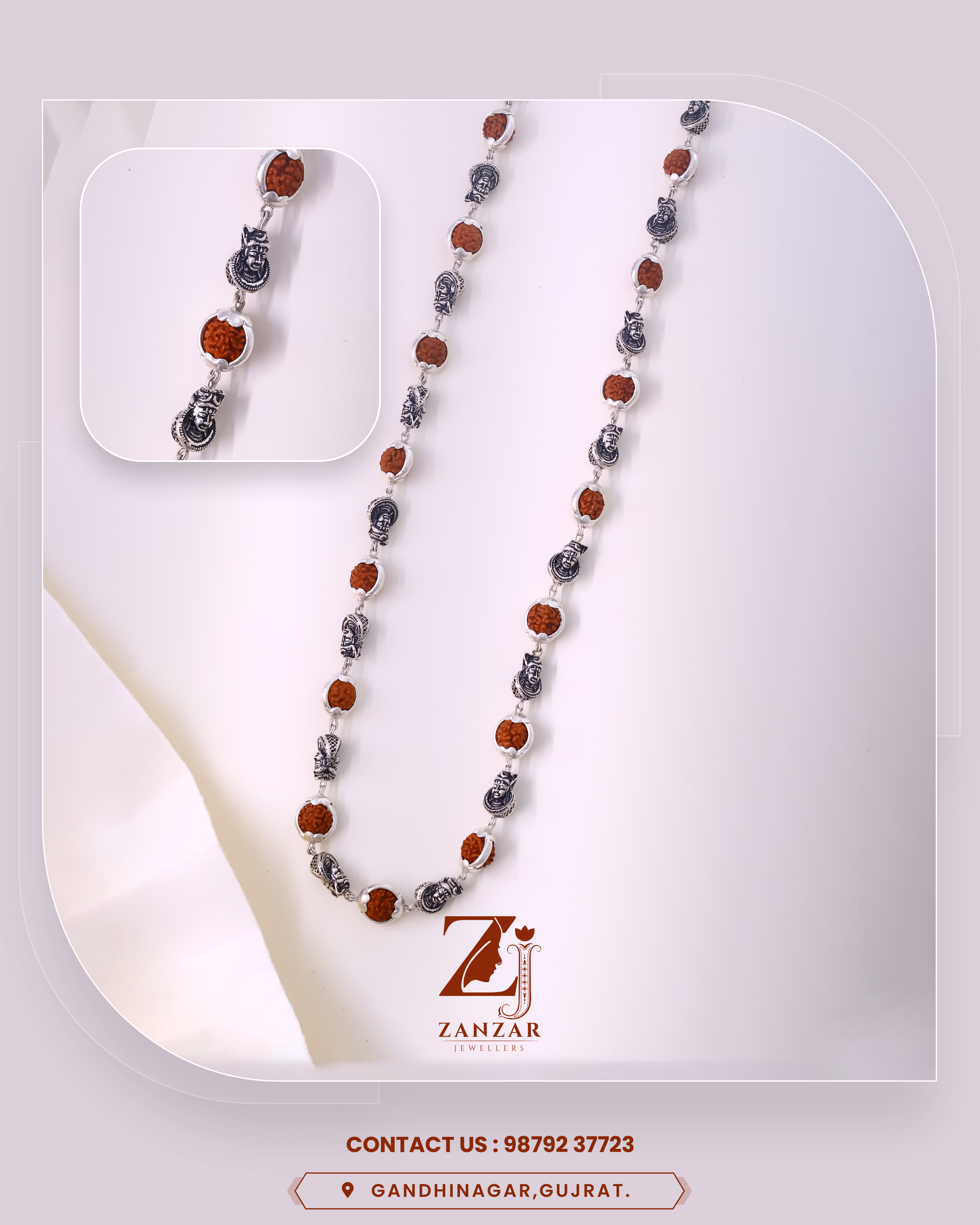 Rudraksh Silver Shivalaya Mala 925