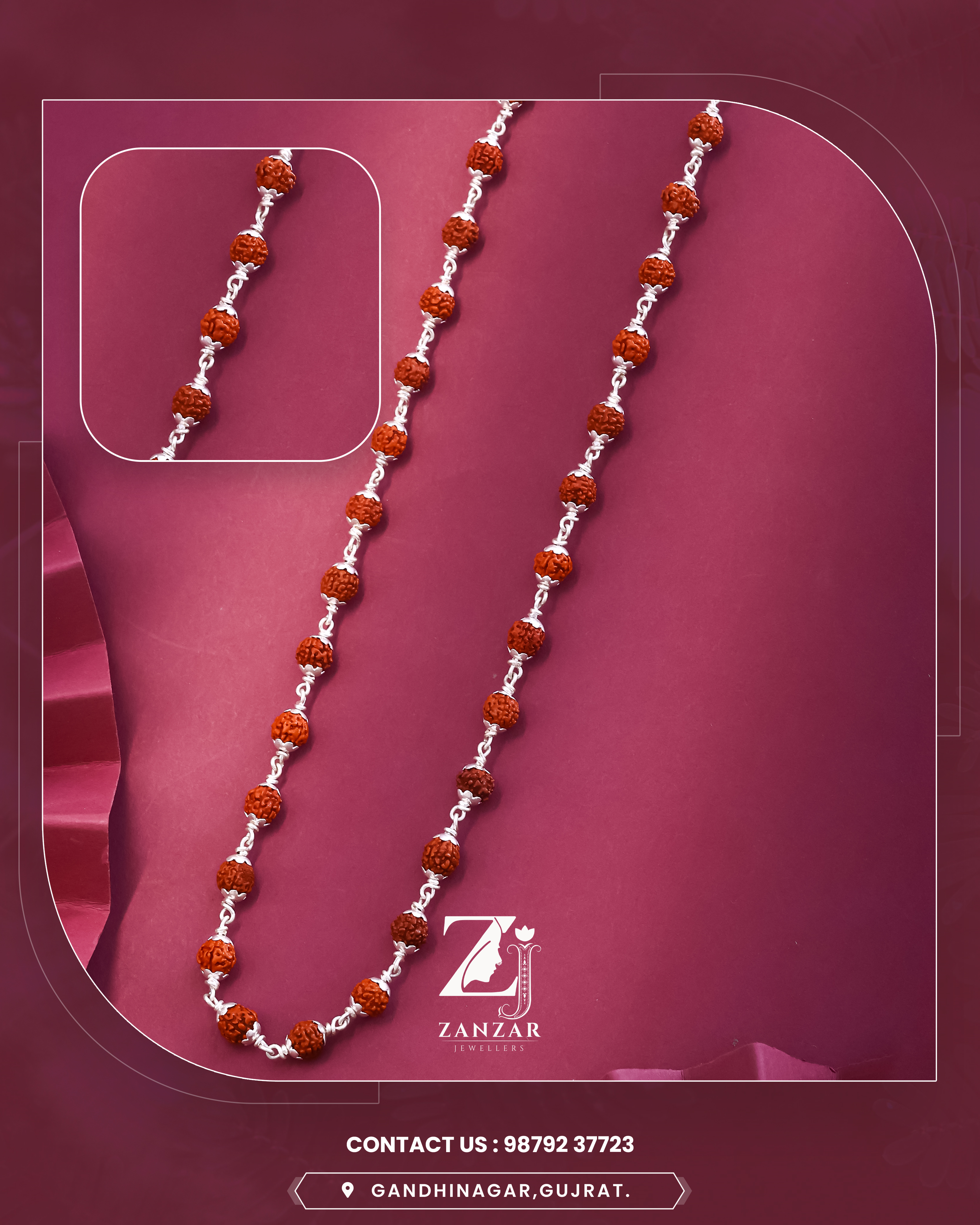 RUDRAKSH SILVER KAILASH PARVAT MALA 925